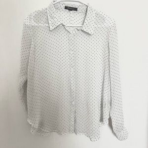 Long Sleeve Polka Dot Button Down